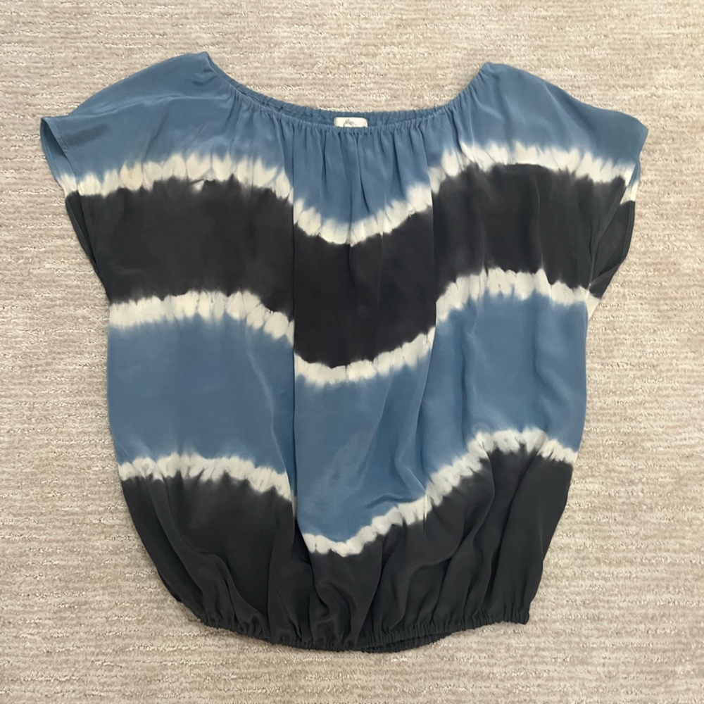 JOIE 100% Silk Tie Dye Gathered Neck Blouse XS